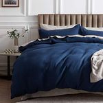 Bedsure Cotton Duvet Cover King - 100% Cotton Waffle Weave Navy Blue Duvet Cover King Size, Soft and Breathable King Duvet Cover Set for All Season (King, 104"x90")