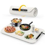 VEPOKA Electric Warming Tray with Adjustable Temperature, 2024 New Portable Food Warmers for Parties, Foldable Food Warming Mat Fast Heating for Buffet, Family Gatherings, Everyday Use-White