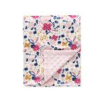 CREVENT Floral Baby Blanket with Dotted Backing for Girls, Soft Plush Receiving Crib Blanket for Newborns Toddlers Bedding - Flowers 75cmX100cm