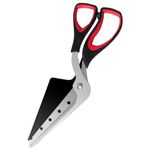 Frepxzlk Pizza Scissors with Shovel, Pizza Cutter Scissors, Food-Grade Sharp Stainless Steel Blade and Soft Grip Handle, Black/Grey