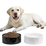Navaris Dog Bowls Set of 2, Ceramic - Microwave and Dishwasher Suitable - Cat and Dog Water and Food Bowl - 700ml Volume for Medium to Large Dogs - Modern Design in Black and White