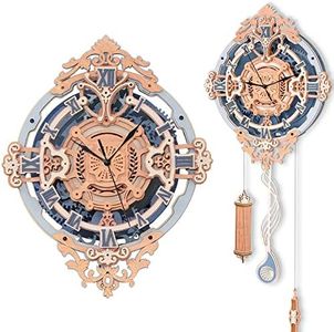 ROKR Clock 3D Wooden Puzzles for Adults, Mechanical Assembly Model Building Construction Kits for Adults, Halloween Collection Gifts DIY Projects for Men (Romantic Notes Clock)