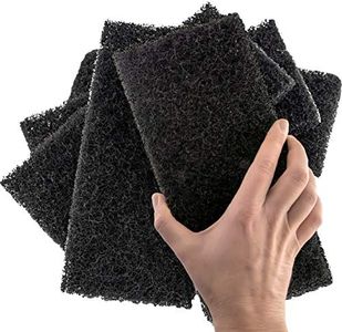 Heavy Duty XL Black Scouring Pad 5 Pack. 10 x 4.5in Large Multipurpose Nylon Scrubbing Sponges. Clean Bathrooms, Kitchens, Counters and Floors to Erase Grime and Make Surfaces Sparkle