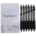 Fengtaiyuan ZS10P6, 6 Count, 1.0mm, Retractable Gel Ink Rollerball Pens for Smooth Writing and Drawing, Bold Point, Black Ink (BlackZS10P6)