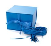 Hallmark Medium Gift Box with Lid and Shredded Paper Fill (Blue 7 inch Box) for Birthdays, Graduations, Anniversaries, Father's Day, Christmas, Valentine's Day, All Occasion