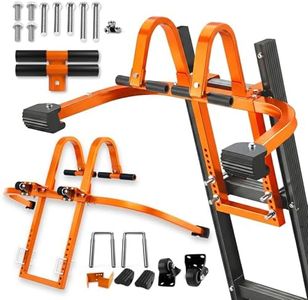 2-in-1 Heavy Duty Ladder Stabilizer with Roof Hooks, 500 LBS Steel Standoff, Non-Slip Rubber Feet for Gutter Cleaning, Roof Work & Walls | Fits Extension, Straight & Telescoping Ladders