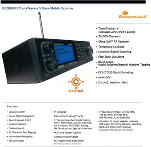 Uniden BCD996P2 Digital Police Scanner – TrunkTracker IV, Mobile/Base