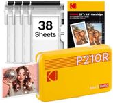 KODAK Mini 2 Retro 4PASS Portable Photo Printer (2.1x3.4 inches) Initial 8 Sheets + 60 Sheets Bundle, Yellow