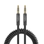 CableCreation 1-4 Ft Coiled Aux 3.5Mm Stereo Audio Cord For Iphones, Iphones, Personal Computer, Television, Smartphone, Ipads And Other 3.5Mm Dc Plug Port Device, Black