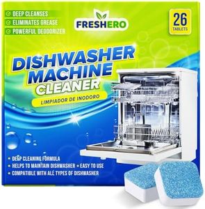 Freshero Dishwasher Cleaner and Deodorizer Tablets 26-Pack, Deep Cleaning Descaler for Dishwasher Machine, Heavy Duty, Septic Safe, Removes Grease & Build-ups, 1 Year of Cleaning Supplies (No Scent)