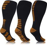 Tapesb 3 Pairs Plus size compression socks wide calf women men knee high 20-30 mmhg circulation for swelling 2xl 3xl 4xl 5xl, 3pc Black3, XX-Large