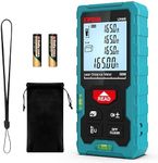 High Accuracy Laser Distance Meter 165ft/50m Kiprim LD50E Laser Measurement tool with Larger Backlit LCD,2 Bubble Levels,M/in/Ft Unit Switching and Pythagorean Mode for indoor or outdoor Use