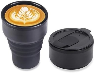 EYQ Collapsible Coffee Cup 375 ml, Reusable 12oz Coffee Cup, Silicone Foldable Water Bottles, Travel Mug for Hot Cold Drinks for Office Fitness Gym Outdoor Sports Travel Camping, Pocket Size (Black)