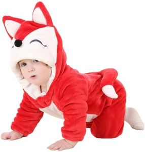 DarkCom Unisex Baby Animal Onesie Toddler Hooded Romper Halloween Cosplay Red Fox Costumes Kids' Christmas Gifts 12-15 Months