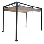 Airwave Manhattan 3 x 2.15M Metal Gazebo with Retractable Roof, Water Resistant Beige Canopy, Ideal Pergola for Smaller Outdoor Spaces, Rust, Chip and Frost Resistant