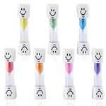 PDCTACST 2 Minute Toothbrush Sand Timer Set, 7 PCS Colorful Smile Pattern Hourglass Timer, Timers, Mini Sandglass Kitchen Timer for Brushing Kid's Teeth, Cooking, Game, School, Office