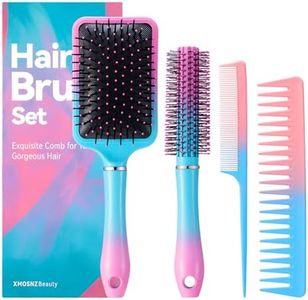 Hair Brush, Detangling Brush and Hair Comb Set for Men and Women, Hair Brushes for Women Detangler Brush for Curly Hair, Great on Wet or Dry Hair, Giftbox & Tail Comb Included