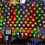 CCILAND 3x2m Christmas Net Lights Outdoor Mains Powered - 200 LED Mesh Light Plug in, 8 Modes 30V Low Voltage Garden Bush String Lights for Shrub Fence Backyard Patio Lawn Window (Multicolour)