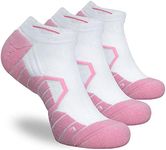 Hylaea No Show Breathable Running Socks with Cushion for Sports Athletic Walking Golf Low Cut Compression White Red Medium