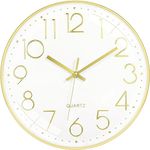 Rylan Wall Clock 12" Silent Quartz Decorative Latest Wall Clock Non-Ticking Classic Clock Battery Operated Round Easy to Read for Room/Home/Kitchen/Bedroom/Office/School/*