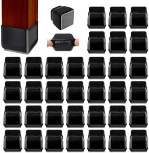 36Pcs Black Square Chair Leg Floor Protectors, High Elastic Felt Furniture Pads for Hardwood Floors, Silicone Floor Protectors for Chairs, Chair Leg Caps Covers Socks (Transparent, Small)