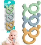 3 Pack Baby Teething Toys for Babies 3-6 Months, Silicone Teething Ring Toys for Babies 6-12 Months, BPA Free Soft and Dual Textured Nipple Teether Relief Soothing Sore Gums Chew Infant Sensory Toys