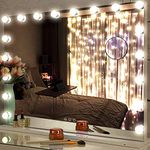 Hollywood Mirror with Lights Vanity Makeup Mirror for Bedroom Makeup Table LED Vanity Makeup Mirrors with 3 Colors 18 Bulbs Magnifying USB Outlet Smart Touch Tabletop Large Vanity Lighted Mirror