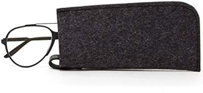 Graf Lantz Eyeglass Sleeve - 100% Merino Wool and Leather - Protective, Scratch Free Material (Charcoal)