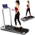 RHYTHM FUN Foldable Treadmill, 300 lb Capacity Walking Pad 2.5HP Treadmill Under Desk, Portable Treadmill for Home and Office, Folding Treadmill 2 in 1 with Remote Control, LED Display