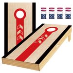 Professional Cornhole Sets - No Bounce: 4ftx2ft Solid Wood Corn Holes Outdoor Game Corn Hole Sets with 2 Regulation Size Cornhole Boards, 8 Bean Bag Toss Bags