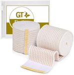 Premium Elastic Bandage Wrap (2" Wide, 2 Pack) - Made of USA Grown Organic Cotton - Hook & Loop Fasteners at Both Ends - GT Latex Free Hypoallergenic Compression Roll for Sprains & Injuries