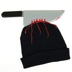 Skeleteen Zombie Scary Knife Hat - Bloody Zombies Horror Costume Accessories Beanie Hat With Large Butcher Weapon