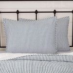 VHC Brands Farmhouse Bedding Sawyer Mill Ticking Cotton Striped Standard Sham, Blue Denim