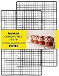 Anaeat Extra Thick Cooling Racks Set of 2 - Baking Racks Fit Half Sheet Pan, Non-Stick Wire Rack for Cookies, Cakes, Breads, Biscuits, Desserts, Heavy Duty for Cooking, Roasting, Grilling (10" X 16"）