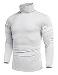 COOFANDY Men's Turtleneck Jumper High Roll Neck Sweater Pullover Sweaters Slim Fit Rollneck Tops Long Sleeve Shirts Slim Fit White M