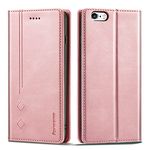 LOLFZ Case for iPhone 6 Plus iPhone 6S Plus, Premium Slim Wallet Case Flip Folio PU Leather Cover [Card Slots][Kickstand] Magnetic Protective Phone Case for iPhone 6 Plus/6S Plus - Rose Gold