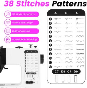 Mini Sewing Machine – 38 Stitches, Black Portable Electric