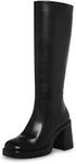 SOVANYOU Black Leather Boots Platfo