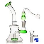 Glass Bong with Spiral Bong Filter, 14.5mm Glass Bong Bowl 19.3oz Water Bong with Bong Accessories Buckle Hookahs Glass Bongs Cheap Bong (mini bong) (Green mini bong)