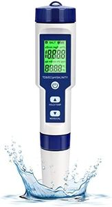 GuDoQi Digital PH Meter, 5 in 1 Water Quality Tester with Backlight, PH/TDS/EC/Salinity/Temp Meter with ATC, 0.01 Resolution High Accuracy Pen Type Tester, for Aquarium, Spas, Drinking Water