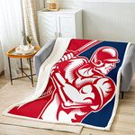 Loussiesd Baseball Sherpa Blanket Sports Fleece Throw Blanket for Bed Sofa Kids 3D Ball Plush Blanket Baseball Games Warm Fuzzy Blanket Red Blue Athlete Competitive Queen 90x90 Inch