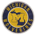 Fan Creations NCAA Michigan Wolverines 12" Circle with State and Team Logo Wood Sign