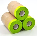 Pre-Taped Masking Paper for Painting - 6 inch x 50 feet Tape and Drape Painters Paper, Paint Adhesive Protective Paper Roll for Covering Skirting, Cars and Auto Body (6 Rolls) (3, 6 inch x 50 feet)