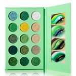 Avocado Green Eyeshadow Palette DE'LANCI 15 Color,Highly Pigmented Eyeshadow Makeup Pallete Matte Shimmer Glitter Eye Shade, Long Wear Vegan Cruelty Free Nude Yellow Emerald Green Eye Shadow Pallet