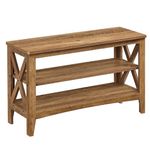 VASAGLE Storage, Hallway Bench, 2-Tier Shoe Rack, 30 x 80 x 48 cm, Holds up to 136 kg, Farmhouse Style, for Living Room, Bedroom, Honey Brown LSB053K41, Alloy Steel, 80L cm