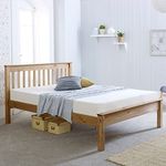 Happy Beds Chester Solid Waxed Pine Wooden Bed Space Bedroom Furniture Frame 4' Small Double 120 x 190 cm