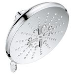 GROHE 26789000 SmartActive Fixed 3-Setting Rainshower Shower Head, Jet Massage Rain Settings, Starlight Chrome