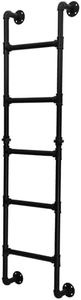 5.4Ft Basement Window Well Egress Ladder, Black Iron Wall Mounted Climbing Ladder for Attic, Bunk Bed, RV, Deck, Dorm, Emergency Fire Well, Loads 330lbs