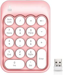 Wireless Numeric Keypad 18 Keys with 2.4G Mini Portable Silent Number Pad USB Receiver Financial Accounting Keyboard Extensions for Laptop Desktop PC Proï¼ˆPinkï¼‰