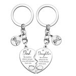 HULALA 2 Pcs Dad And Daughter Heart Matching Keyring Keychain Set Gifts For Dad Daddy Fathers Day Birthday Christmas Presents From Daughter…